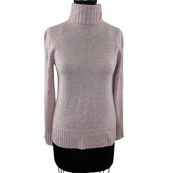 Qi Cashmere Pink Turtleneck Pullover Sweater Lightweight Knit Long Sleeve S - Picture 1 of 8